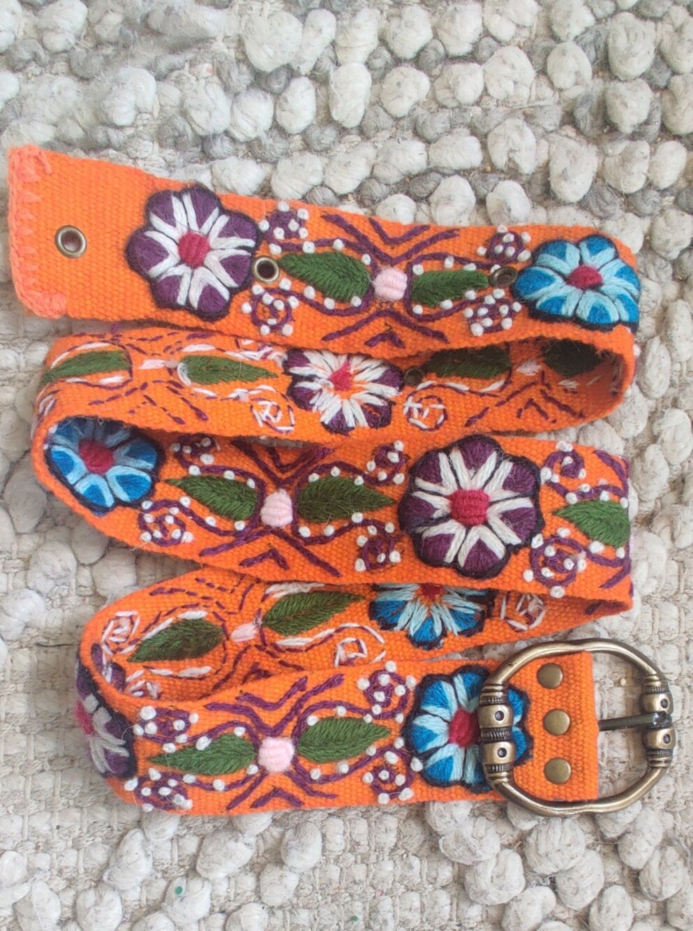 Orange Floral Embroidered Belt Fits Sizes 0-6